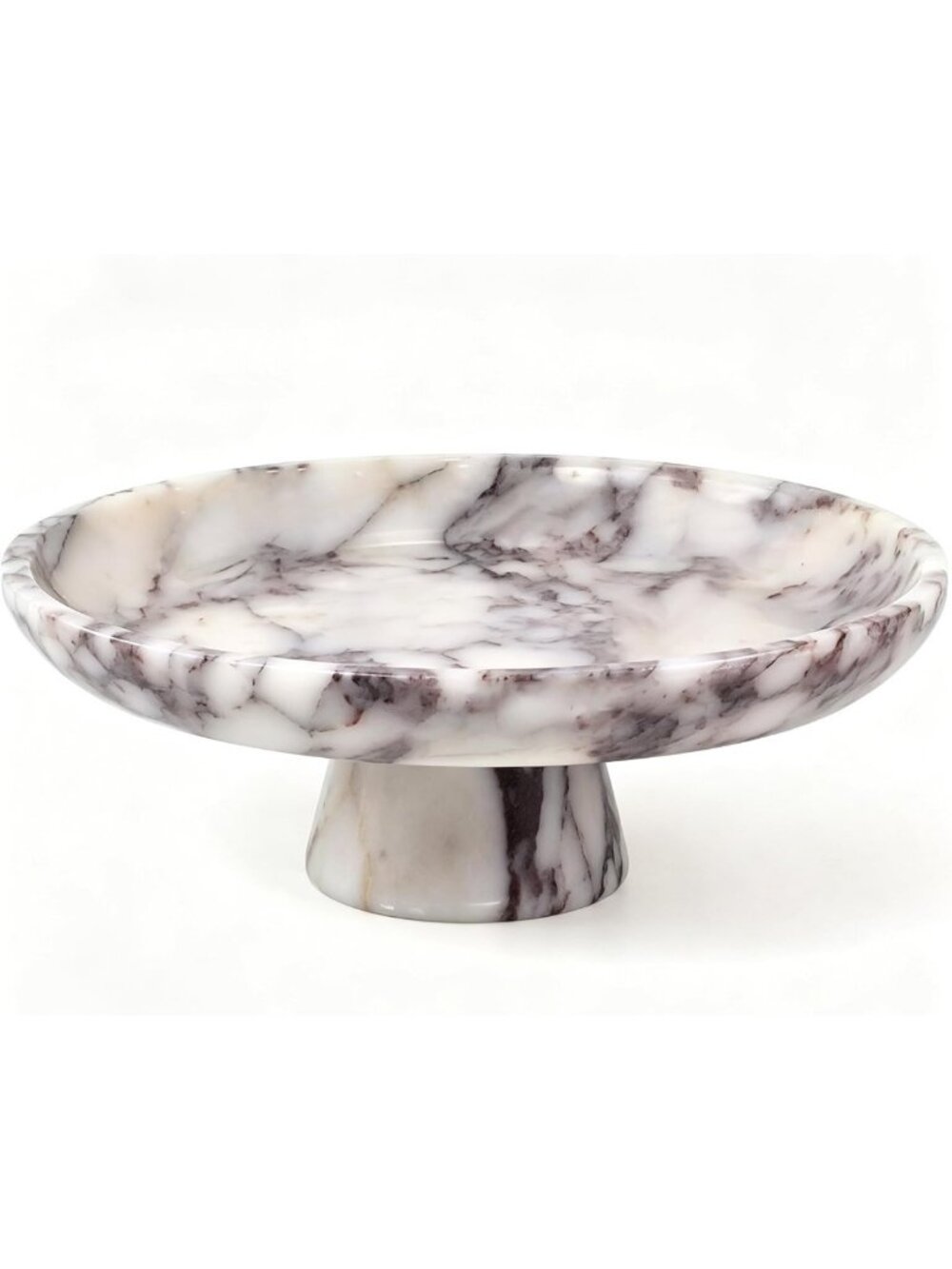 Elegant Natural Marble Pedestal Fruit Bowl - Calacatta Viola Design, Home Decor
